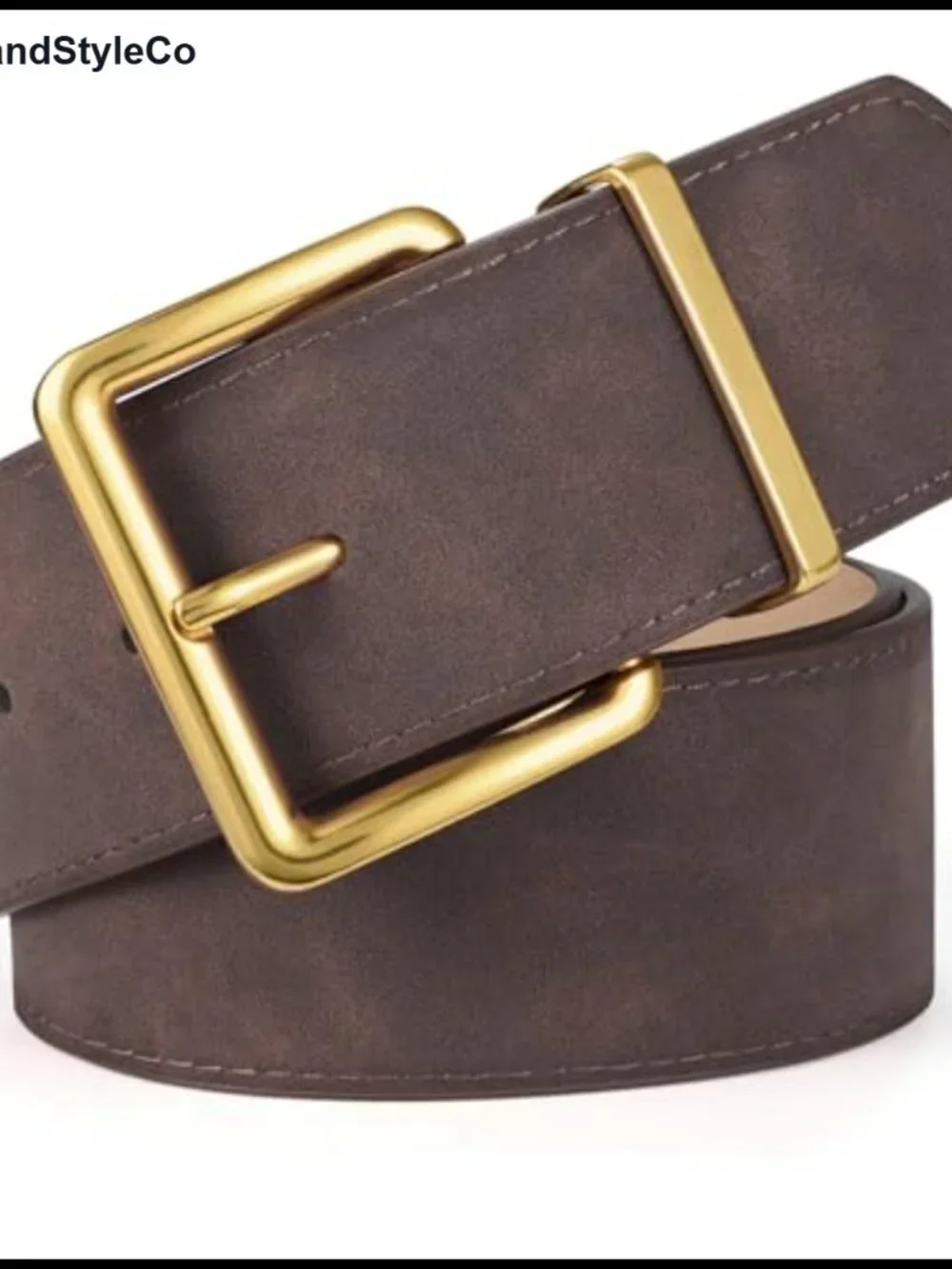 Wide Suede Belt with Gold Buckle for Dresses Fashion Chunky Belt